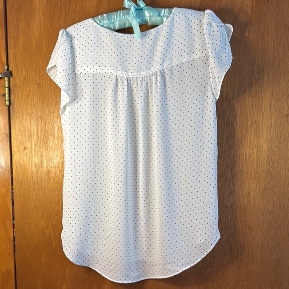 Philosophy White Cap Sleeve polka dot blouse Sz XS - Picture 9 of 9